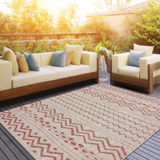 Kirkland's Home Geometric Stripe Sun Shower Outdoor Area Rug, 5X8- Outdoor Rugs
