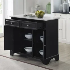 Kirkland's Home Gia Black And White Marble Kitchen Island- Kitchen Islands & Bar Carts