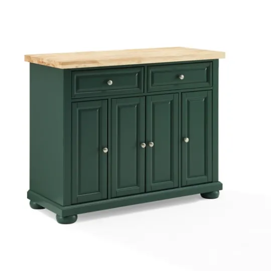 Kirkland's Home Gia Forest Green Wood Kitchen Island- Kitchen Islands & Bar Carts