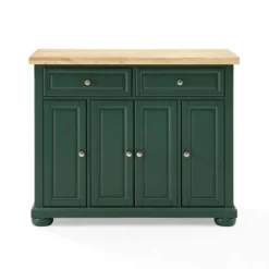 Kirkland's Home Gia Forest Green Wood Kitchen Island- Kitchen Islands & Bar Carts