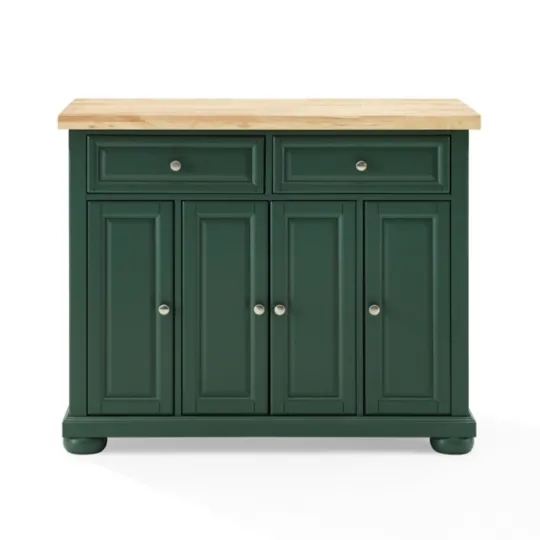 Kirkland's Home Gia Forest Green Wood Kitchen Island- Kitchen Islands & Bar Carts