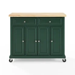 Kirkland's Home Gia Forest Green Wood Kitchen Island- Kitchen Islands & Bar Carts