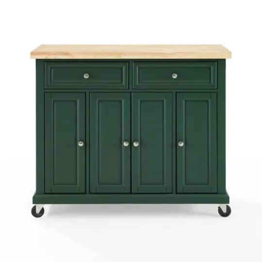 Kirkland's Home Gia Forest Green Wood Kitchen Island- Kitchen Islands & Bar Carts