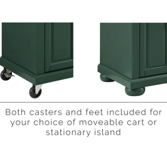 Kirkland's Home Gia Forest Green Wood Kitchen Island- Kitchen Islands & Bar Carts