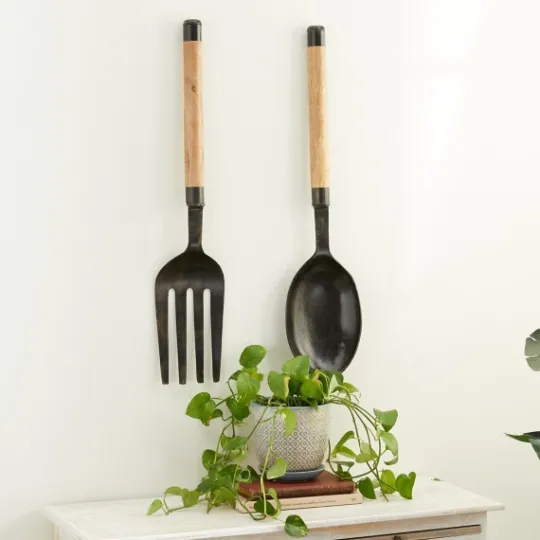 Kirkland's Home Giant 2-Pc. Spoon And Fork Wall Sculptures- Wall Plaques
