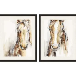 Kirkland's Home Gift Horse Giclee Espresso Framed Prints, Set Of 2- Framed Art