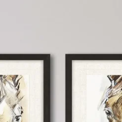 Kirkland's Home Gift Horse Giclee Espresso Framed Prints, Set Of 2- Framed Art