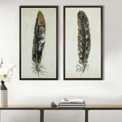 Kirkland's Home Gilded Feathers Canvas Art Prints, Set Of 2- Framed Art