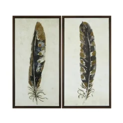 Kirkland's Home Gilded Feathers Canvas Art Prints, Set Of 2- Framed Art