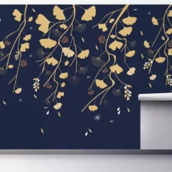 Kirkland's Home Gingko On Navy Peel And Stick Wall Mural- Wall Murals & Wall Decals