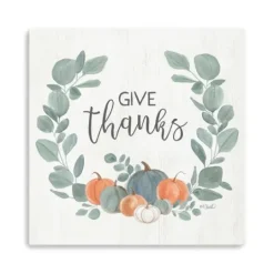 Kirkland's Home Give Thanks Eucalyptus Pumpkin Giclee Canvas Print- Wall Quotes & Signs
