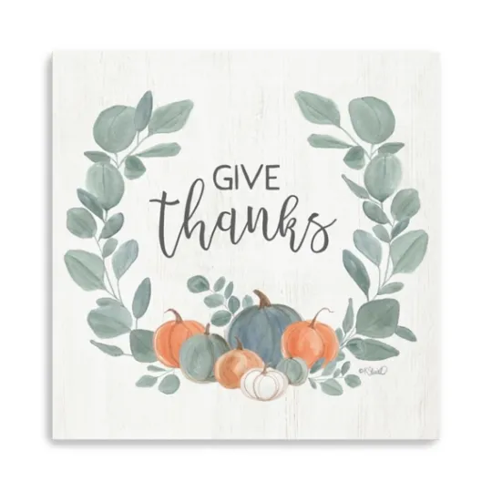 Kirkland's Home Give Thanks Eucalyptus Pumpkin Giclee Canvas Print- Wall Quotes & Signs