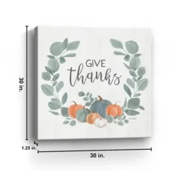 Kirkland's Home Give Thanks Eucalyptus Pumpkin Giclee Canvas Print- Wall Quotes & Signs