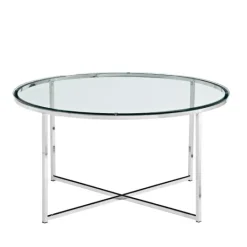 Kirkland's Home Glass & Chrome X-Base Coffee Table- Coffee Tables