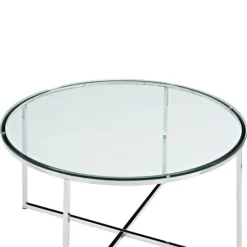 Kirkland's Home Glass & Chrome X-Base Coffee Table- Coffee Tables