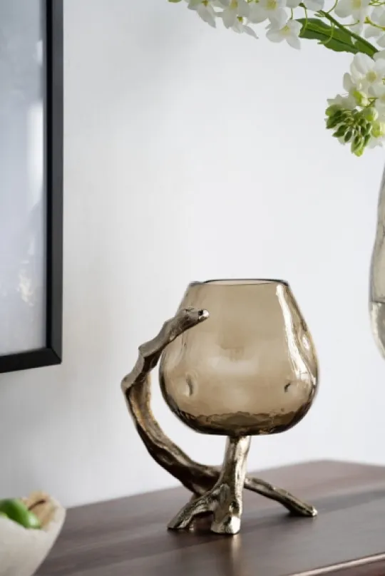 Kirkland's Home Glass And Metal Driftwood Candle Holder- Candle Holders