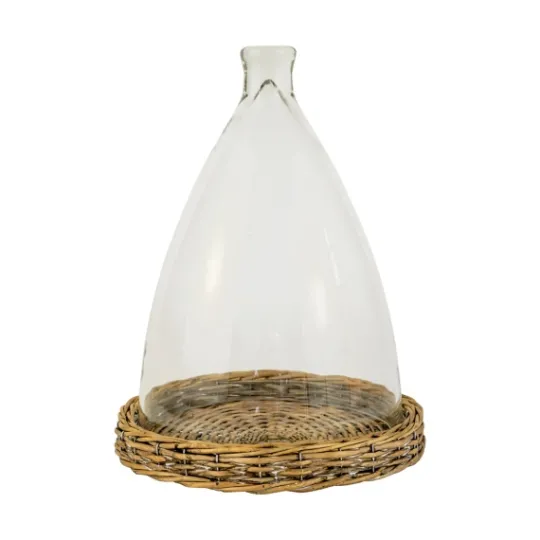 Kirkland's Home Glass And Wicker Base Cloche- Decorative Accents
