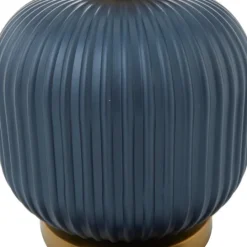 Kirkland's Home Glass Base Round Velvet Shade Table Lamp- Table Lamps