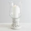 Kirkland's Home Glass Hurricane With Petal Cement Base, 11 In.- Candle Holders