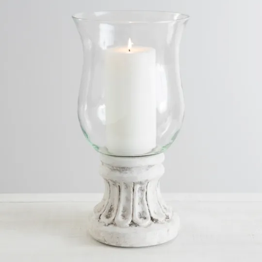 Kirkland's Home Glass Hurricane With Petal Cement Base, 11 In.- Candle Holders