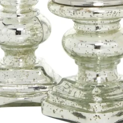 Kirkland's Home Glass Ornate 2-Pc. Pillar Candle Holder Set- Candle Holders