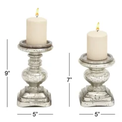 Kirkland's Home Glass Ornate 2-Pc. Pillar Candle Holder Set- Candle Holders