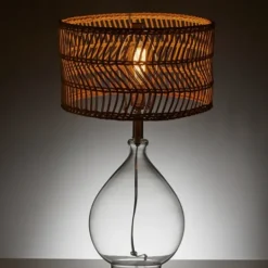 Kirkland's Home Glass Teardrop Natural Rat Table Lamp- Table Lamps
