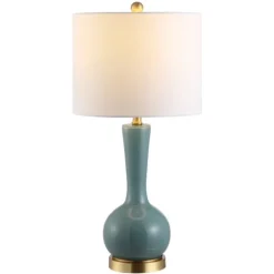 Kirkland's Home Glazed Blue Glass Teardrop Table Lamp- Table Lamps