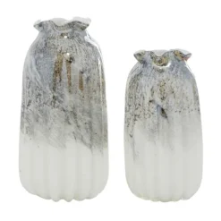 Kirkland's Home Glazed Gray Glass Vases, Set Of 2- Vases