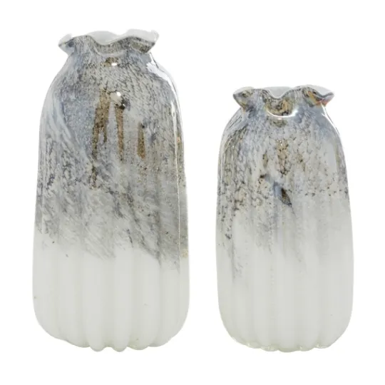 Kirkland's Home Glazed Gray Glass Vases, Set Of 2- Vases