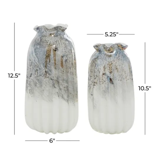 Kirkland's Home Glazed Gray Glass Vases, Set Of 2- Vases