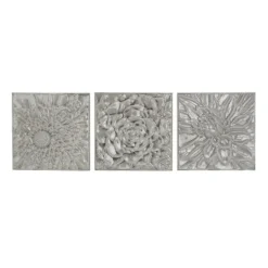 Kirkland's Home Glazed Iron Carved Floral Plaques, Set Of 3- Wall Plaques