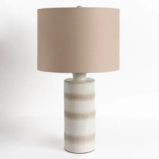 Kirkland's Home Glazed Sand Stripes Table Lamp- Table Lamps