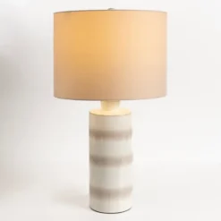 Kirkland's Home Glazed Sand Stripes Table Lamp- Table Lamps