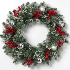 Kirkland's Home Glitter Pine Wreath With Berries And Ornaments- Wreaths