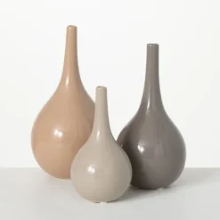 Kirkland's Home Glossy Earth Tone 3-Pc. Decorative Vase Set- Vases
