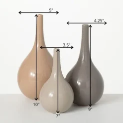 Kirkland's Home Glossy Earth Tone 3-Pc. Decorative Vase Set- Vases