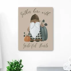 Kirkland's Home Gnome Pumpkin Grateful Hearts Giclee Canvas Print- Wall Quotes & Signs