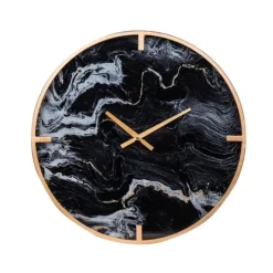 Kirkland's Home Gold And Black Marble Face Wall Clock- Clocks