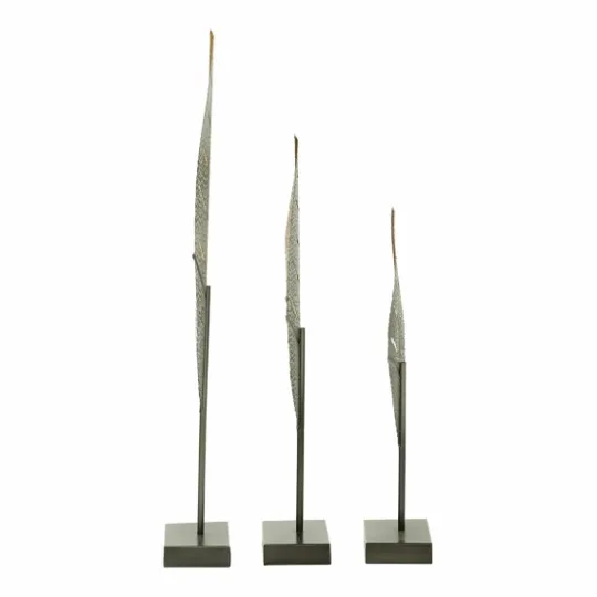 Kirkland's Home Gold And Black Metal Leaf Statues, Set Of 3- Statues & Figurines