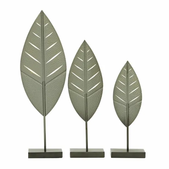 Kirkland's Home Gold And Black Metal Leaf Statues, Set Of 3- Statues & Figurines
