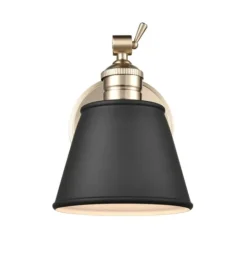 Kirkland's Home Gold And Black Metal Tapered Shade Wall Sconce- Sconces