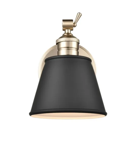 Kirkland's Home Gold And Black Metal Tapered Shade Wall Sconce- Sconces