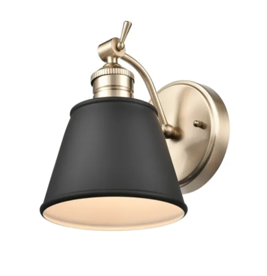 Kirkland's Home Gold And Black Metal Tapered Shade Wall Sconce- Sconces