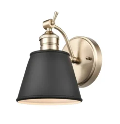 Kirkland's Home Gold And Black Metal Tapered Shade Wall Sconce- Sconces