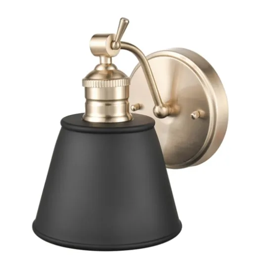 Kirkland's Home Gold And Black Metal Tapered Shade Wall Sconce- Sconces