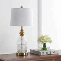 Kirkland's Home Gold And Clear Bubble Glass Table Lamp- Table Lamps