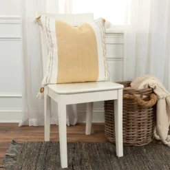 Kirkland's Home Gold And Ivory Color Block Pillow- Pillows