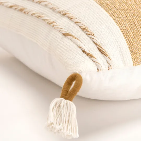 Kirkland's Home Gold And Ivory Color Block Pillow- Pillows