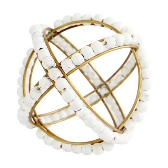 Kirkland's Home Gold And Ivory Wooden Bead 2-Pc. Orb Set- Bowl Filler